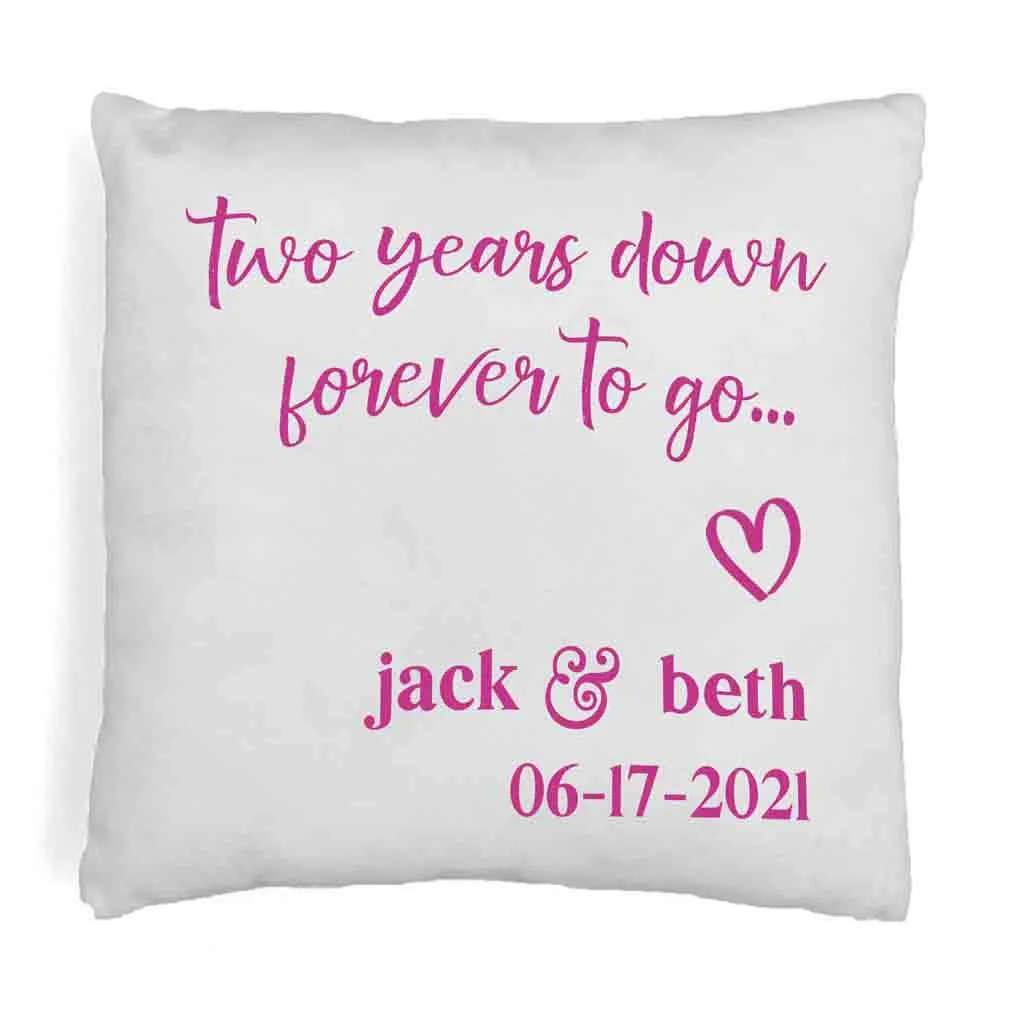 2nd Anniversary Pillow Cover Personalized with Names and Date