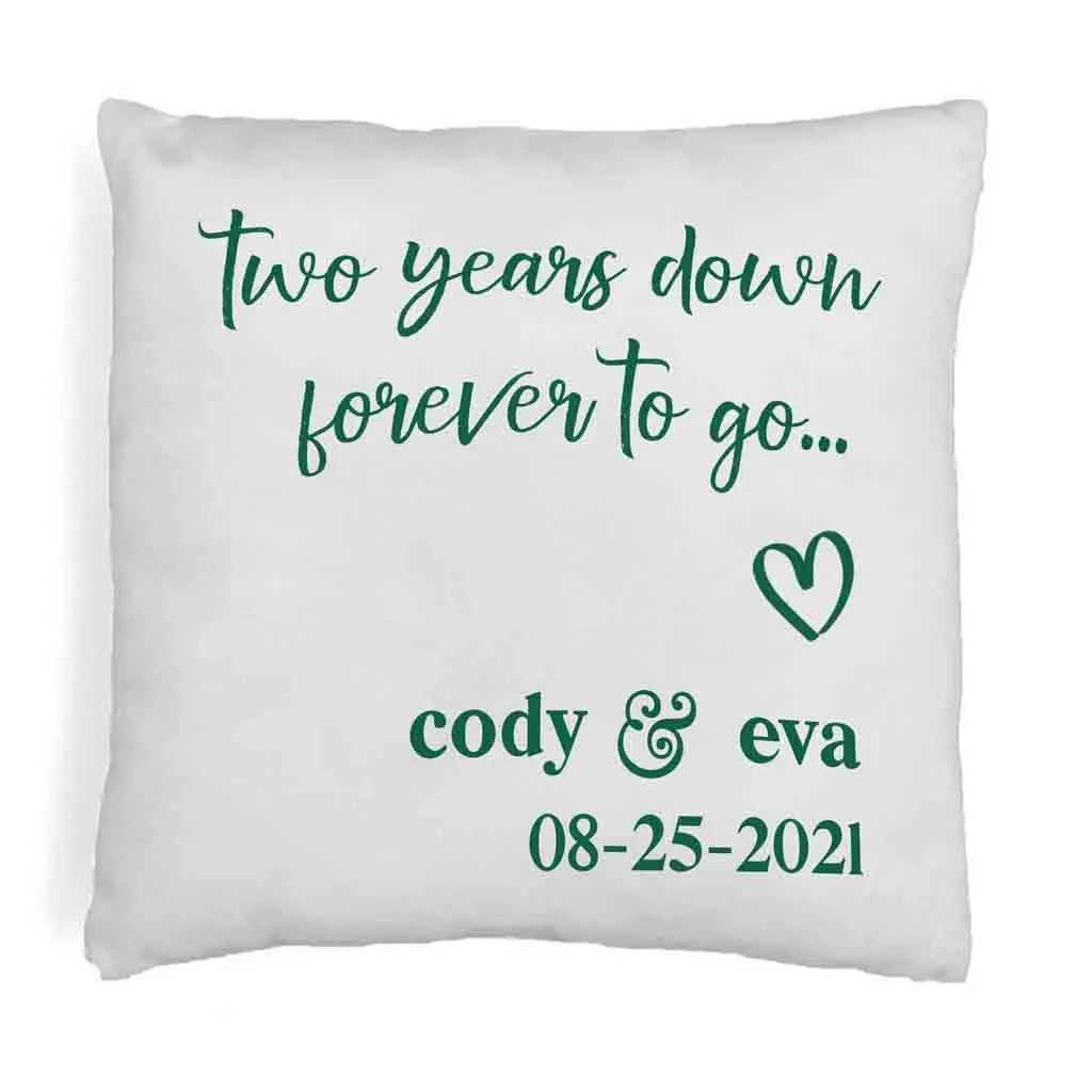 2nd Anniversary Pillow Cover Personalized with Names and Date