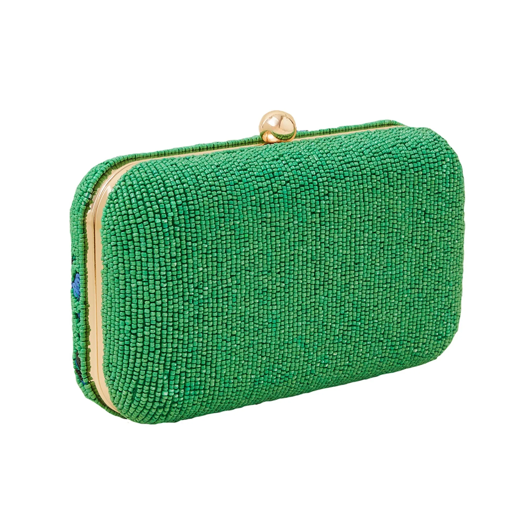 Accessorize London Women's Green Embellished Hardcase Clutch Bag