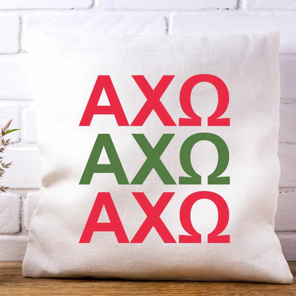 Alpha Chi Omega Throw Pillow Cover with Greek Letters