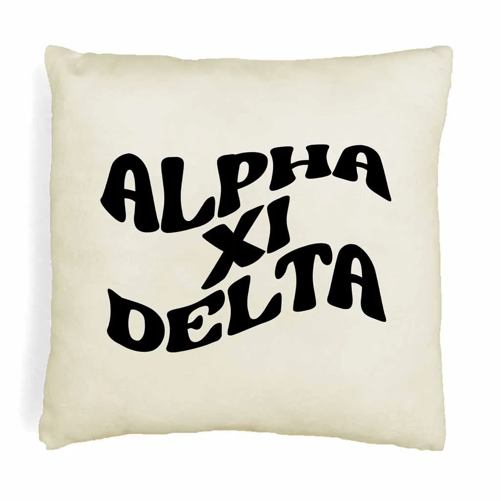 Alpha Xi Delta Greek Mod Design on a Sorority Throw Pillow Cover for Dorm Room or Apartment Decor