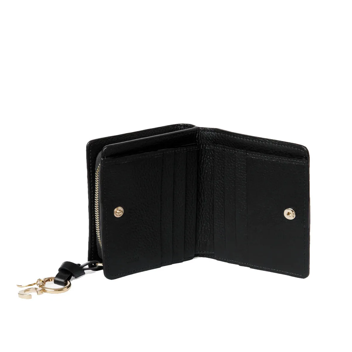 Alphabet Compact Zip Wallet, Black