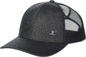 Ariat Womens High Pony Cap- Black Glitter