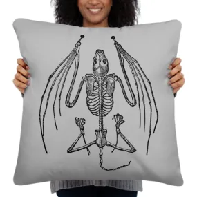 Bat Skeleton Pillow / Decorative Throw Pillow For Bat Lovers / Grey Silver Color