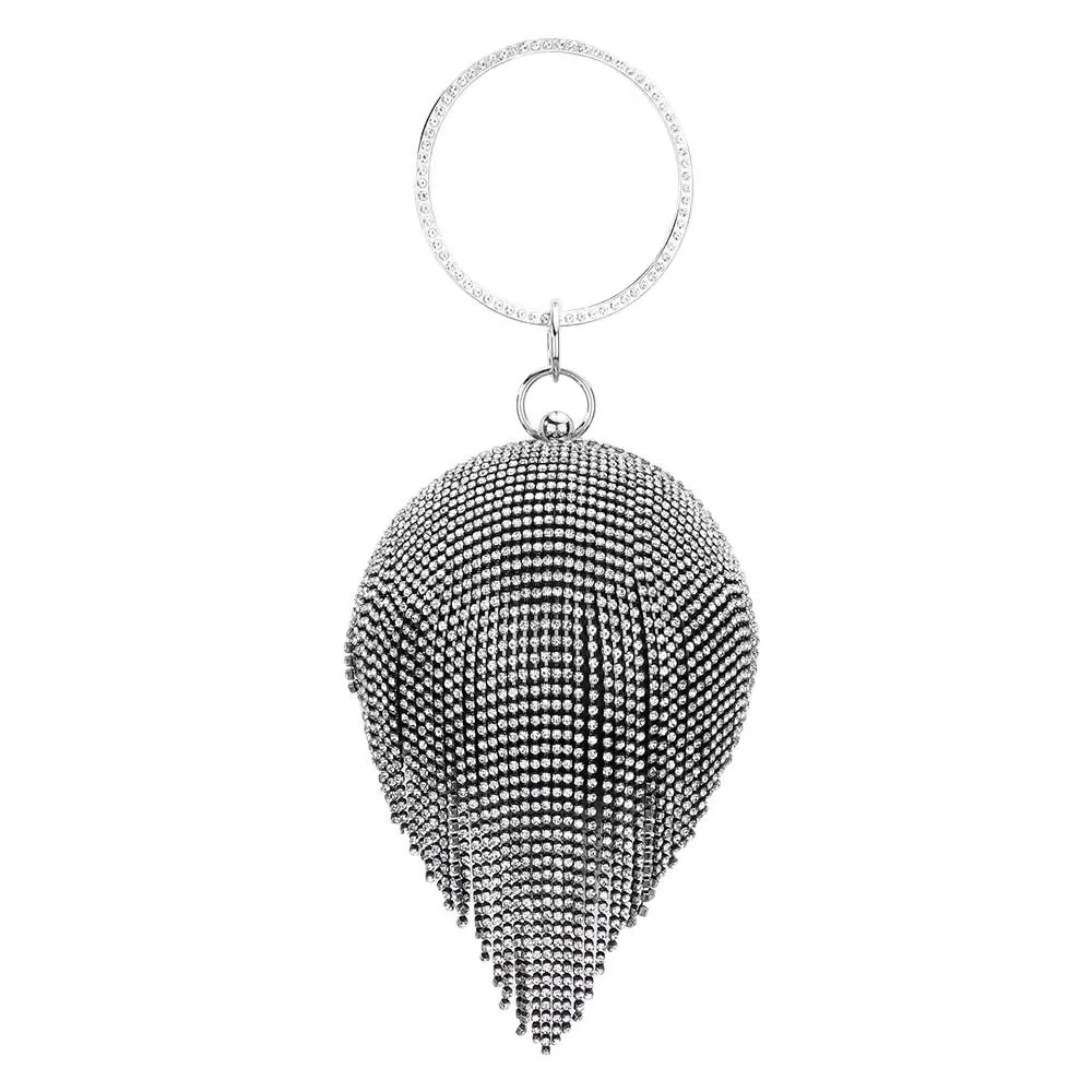 Bling Round Ball Fringe Evening Tote Crossbody Bag