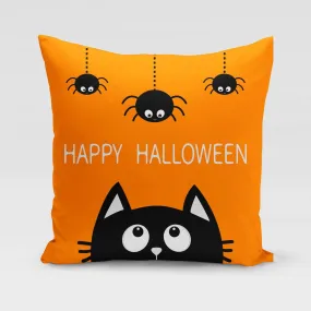 Cat Happy Halloween Pillow Cover