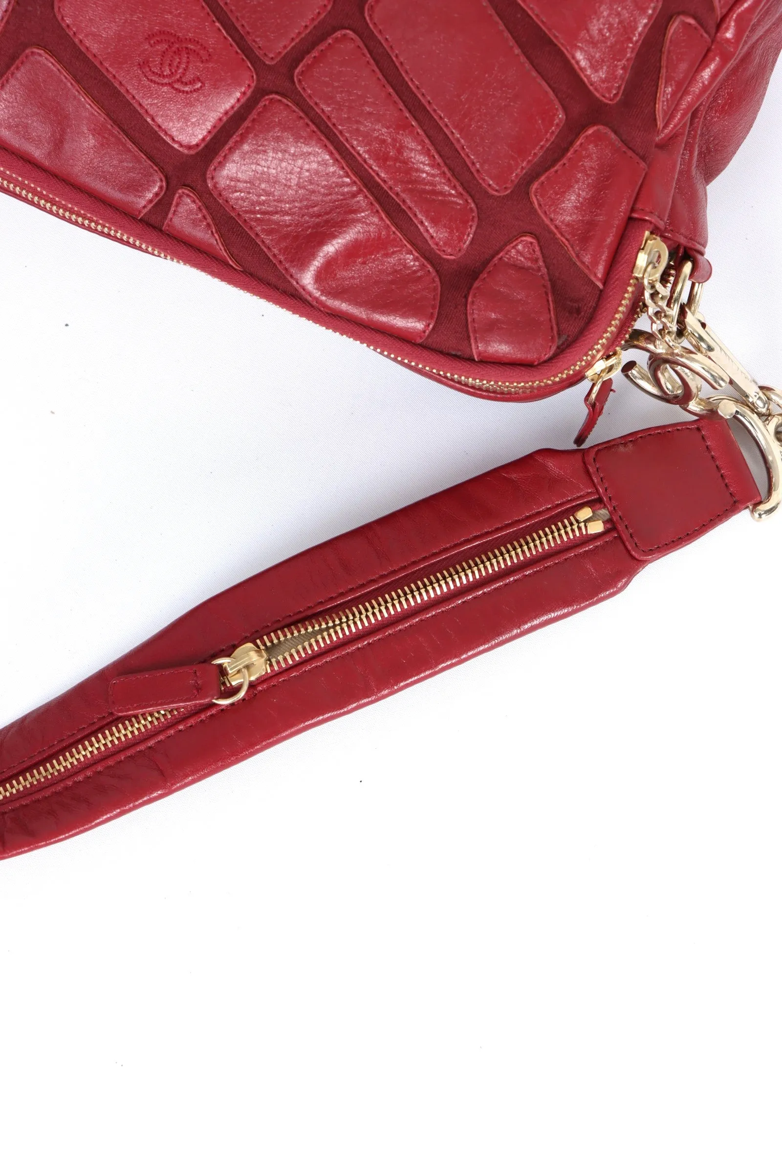 CHANEL 'Scales' Red Leather Camera Bag Italy Made