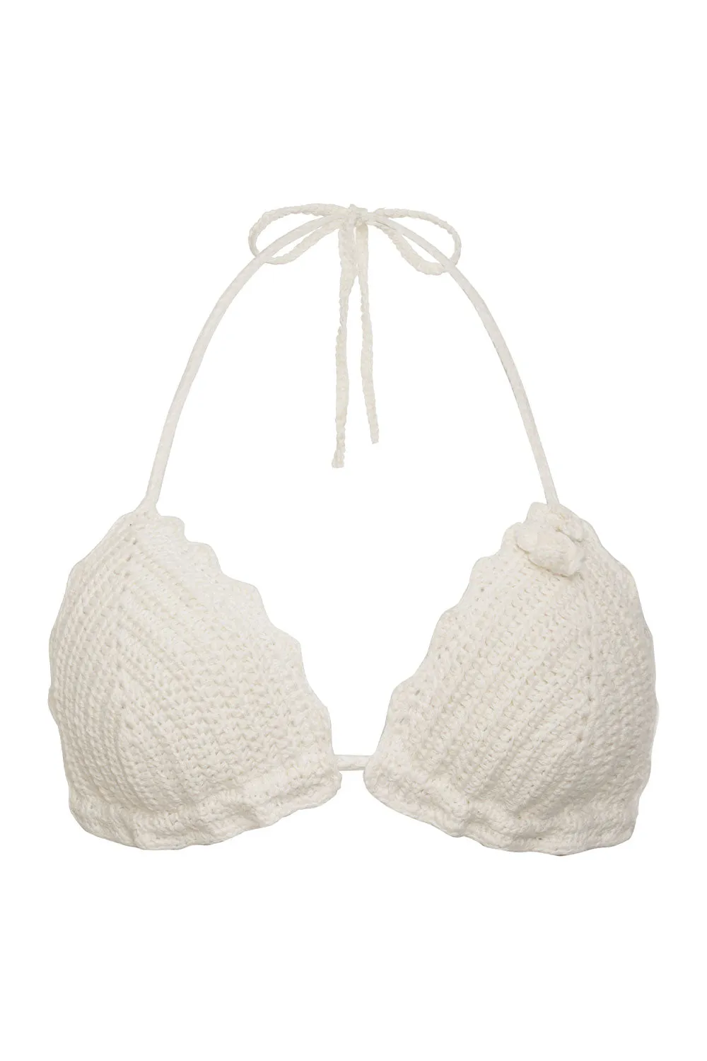 Chloe Triangle Crochet Bikini Top - White