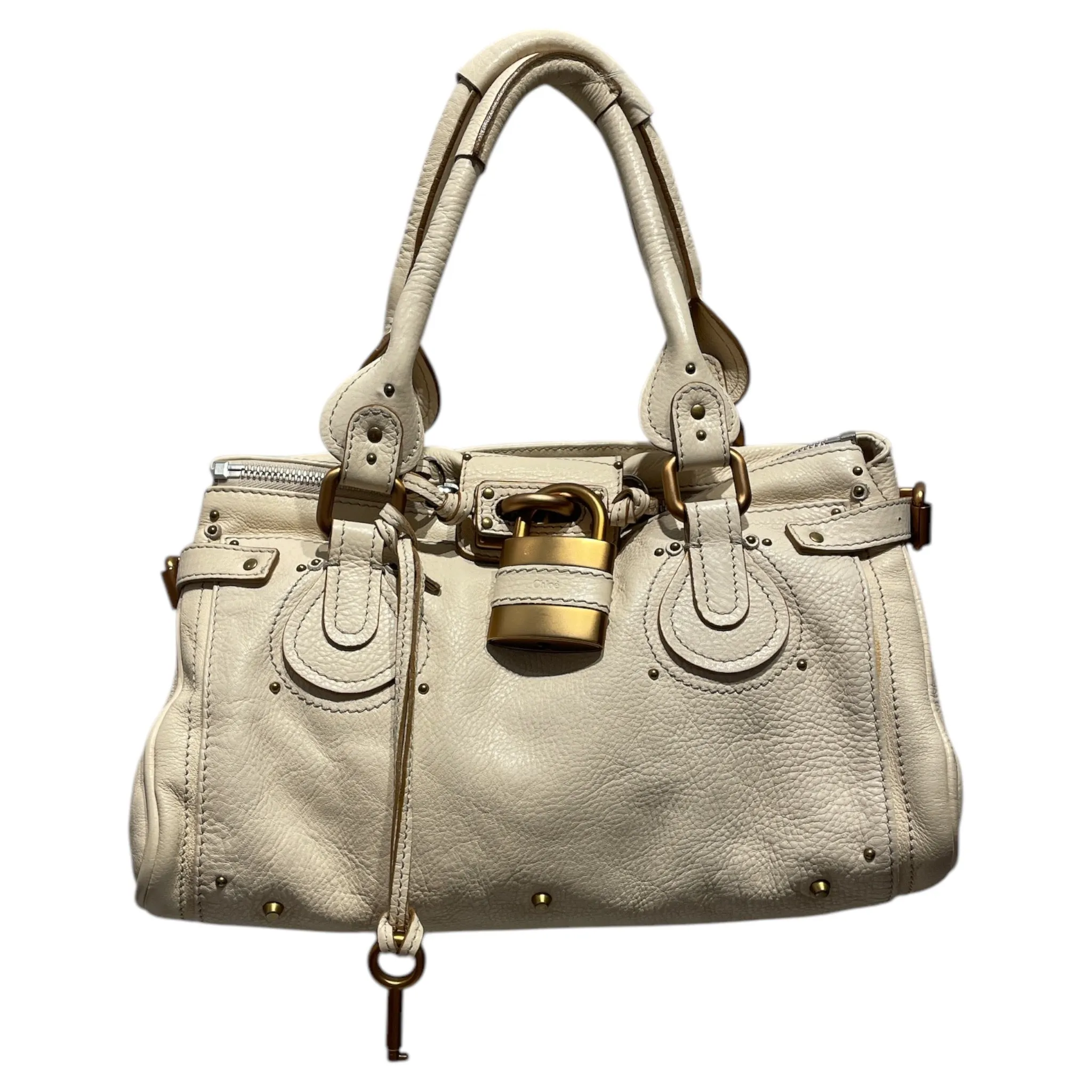 Chloe/Hand Bag/Leather/CRM/Chloe Paddington Lock Bag