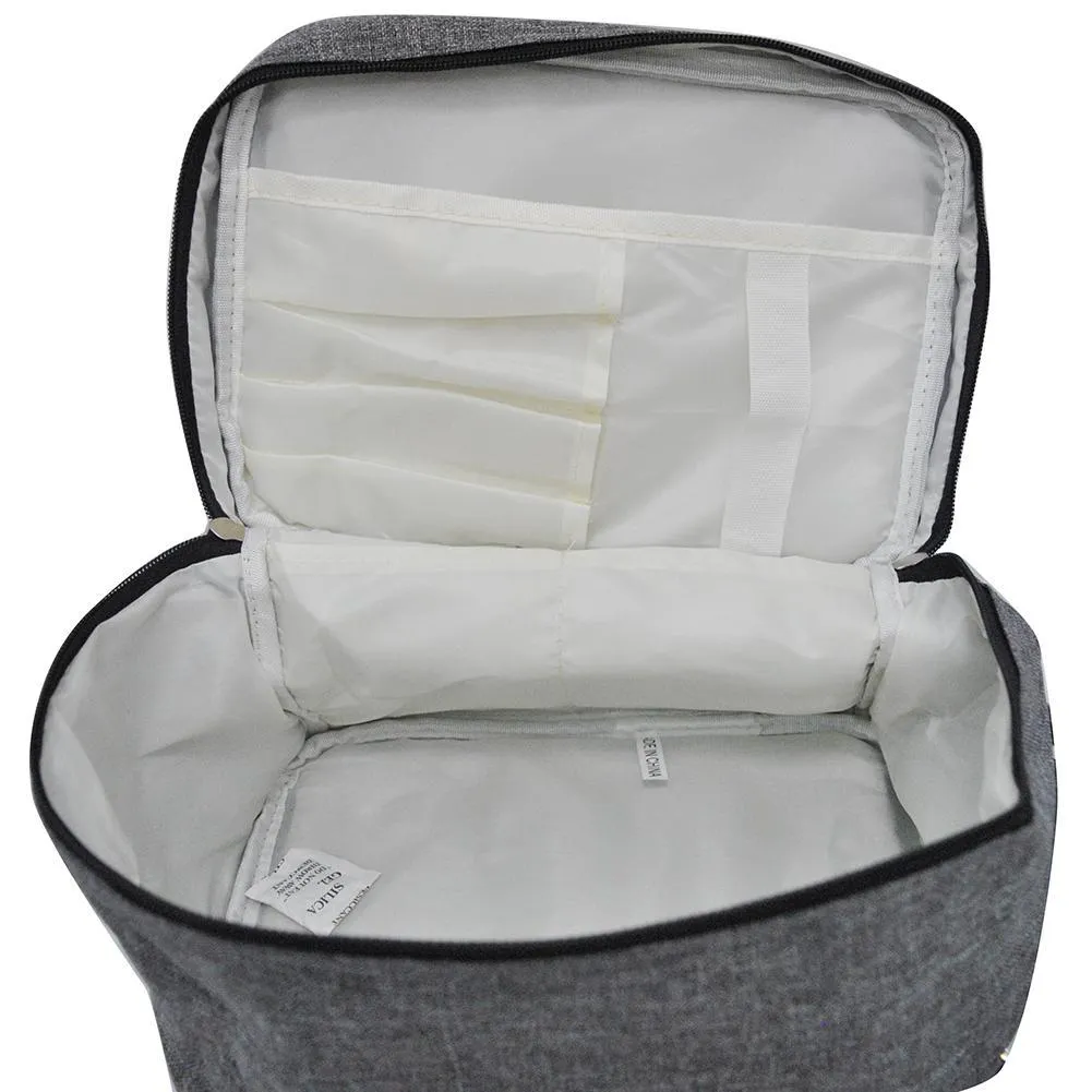 Crosshatch Gray NGIL Large Top Handle Cosmetic Case