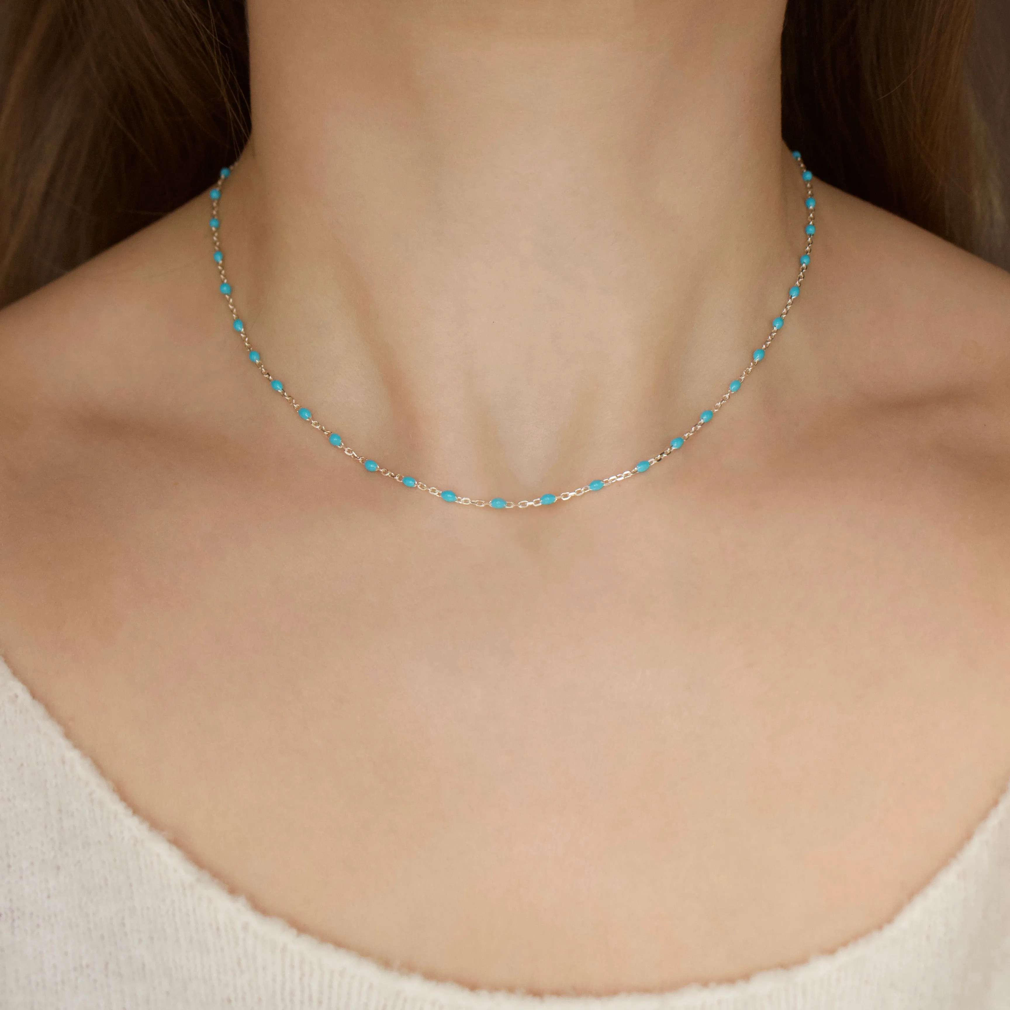 Dainty Enamel Bead Necklace