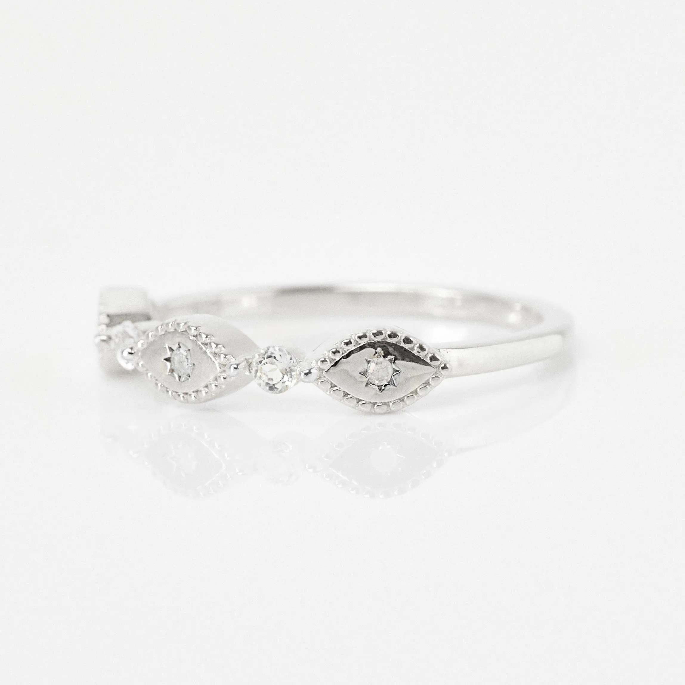 Diamond Evil Eye Stacking Ring