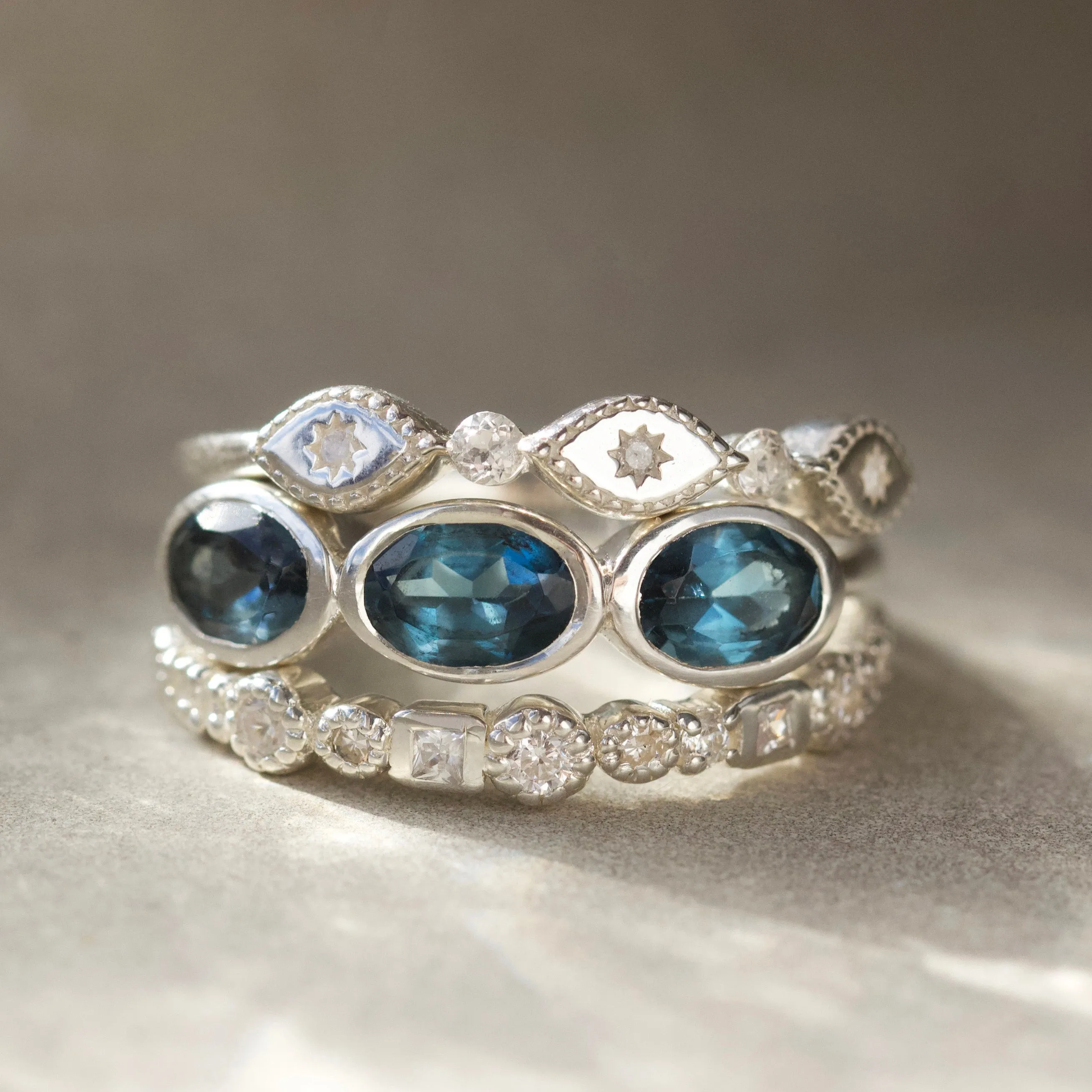 Diamond Evil Eye Stacking Ring