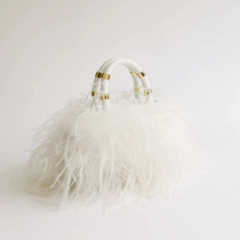 Emily Feather Bag - White