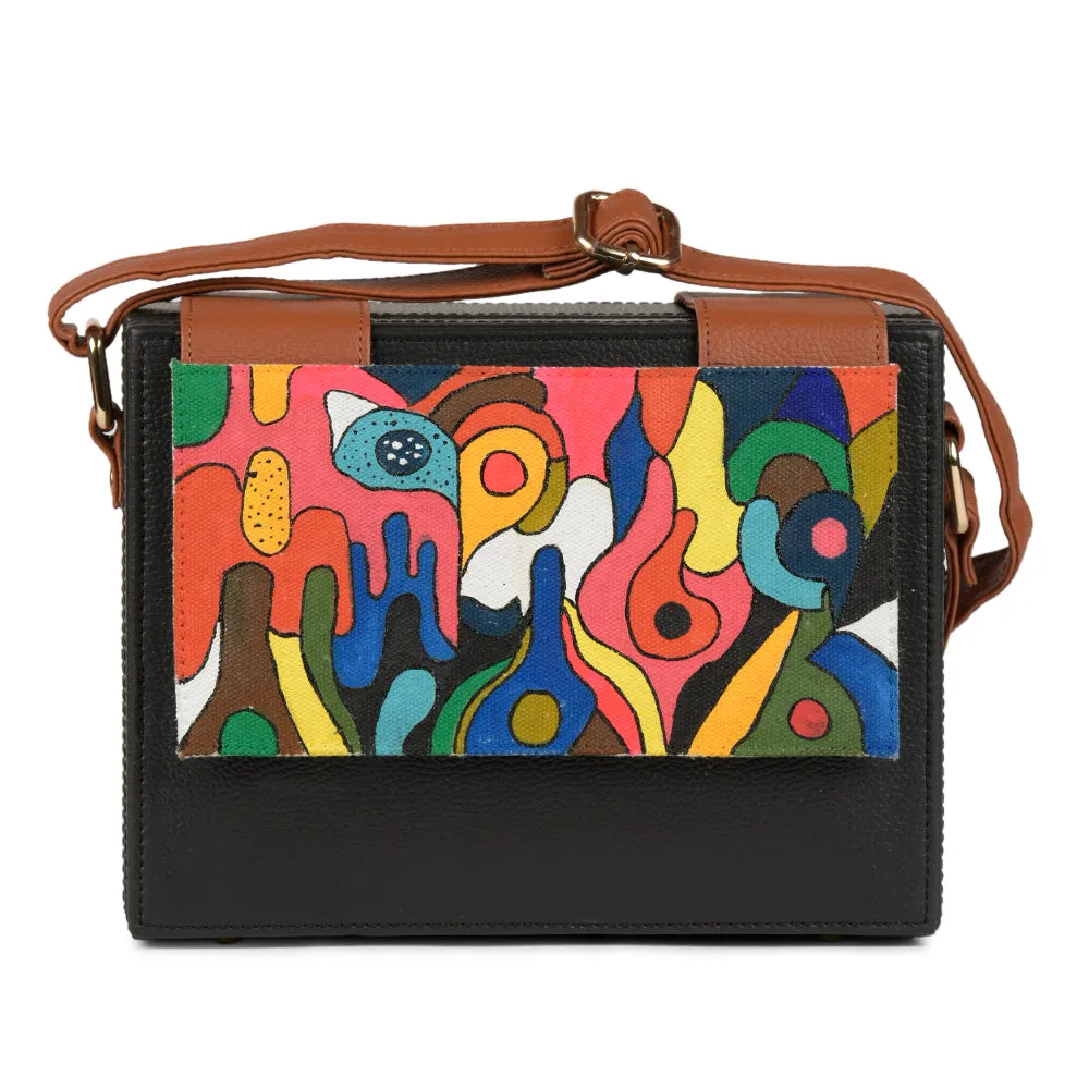 Flap Colorful Hand Painted Crossbody Sling Bag For Women