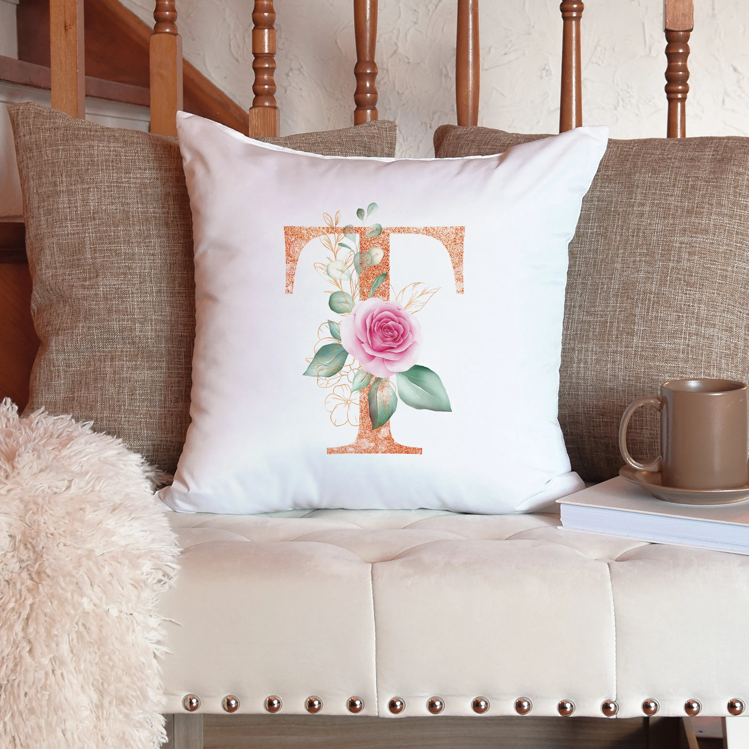 Floral Initial Pillow