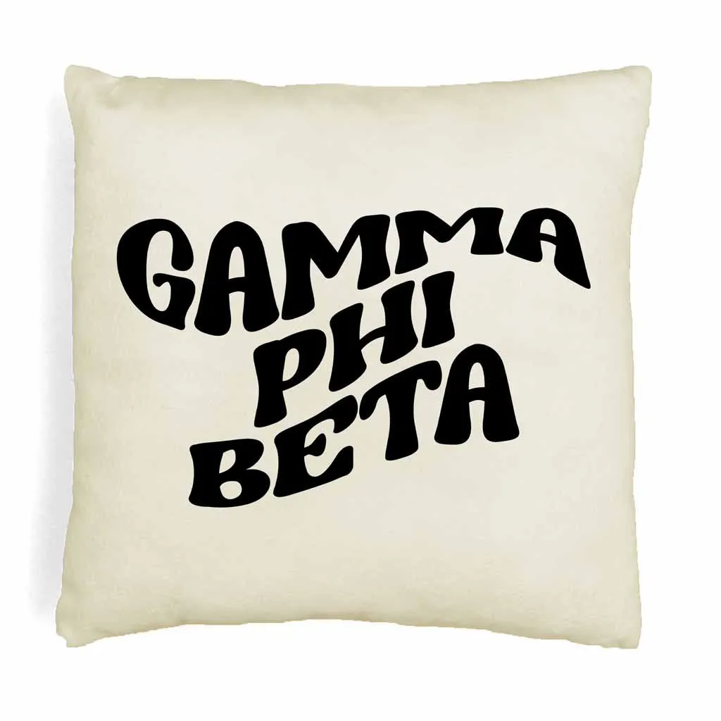 Gamma Phi Beta Greek Mod Design on a Sorority Throw Pillow Cover for Dorm Room or Apartment Decor