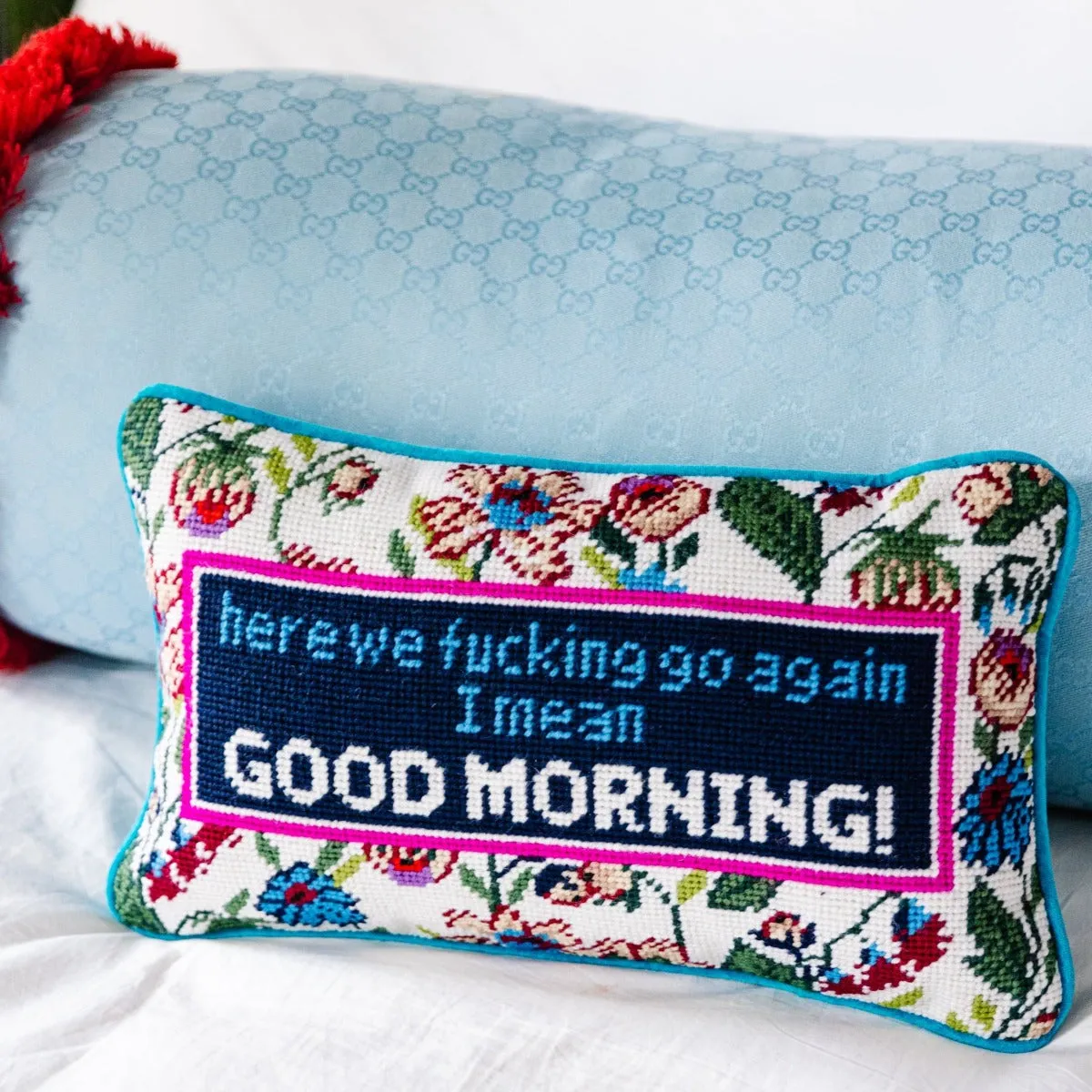 Good Morning Needlepoint Pillow