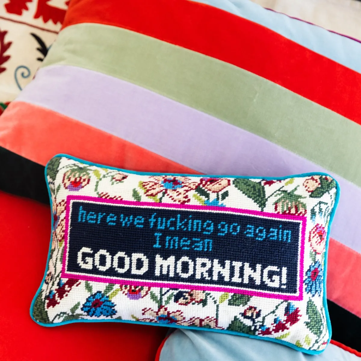 Good Morning Needlepoint Pillow