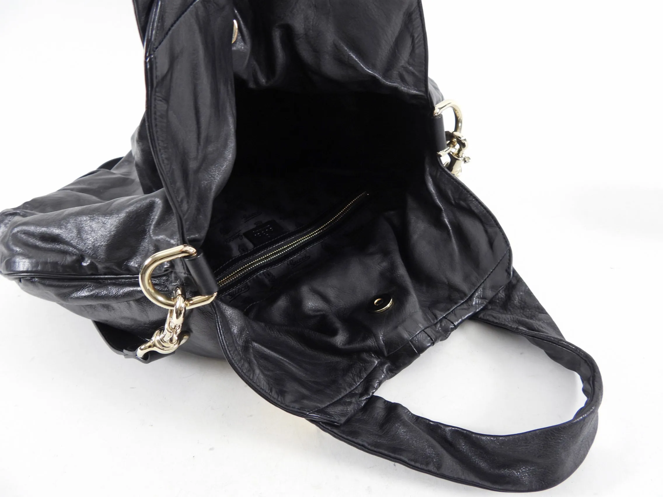 Gucci Black Leather Hysteria Hobo Two-Way Bag