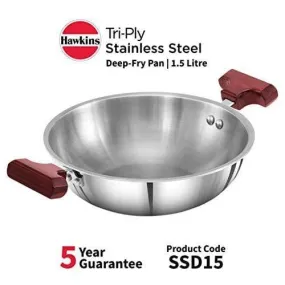 Hawkins Tri-ply Stainless Steel Deep-Fry Pan, 1.5 Litre