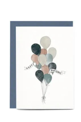 In The Daylight - Birthday Balloons Blue - Greeting Card