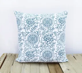 Kalamkari print, indigo pillow cover, blue cotton cushion cover, size available.