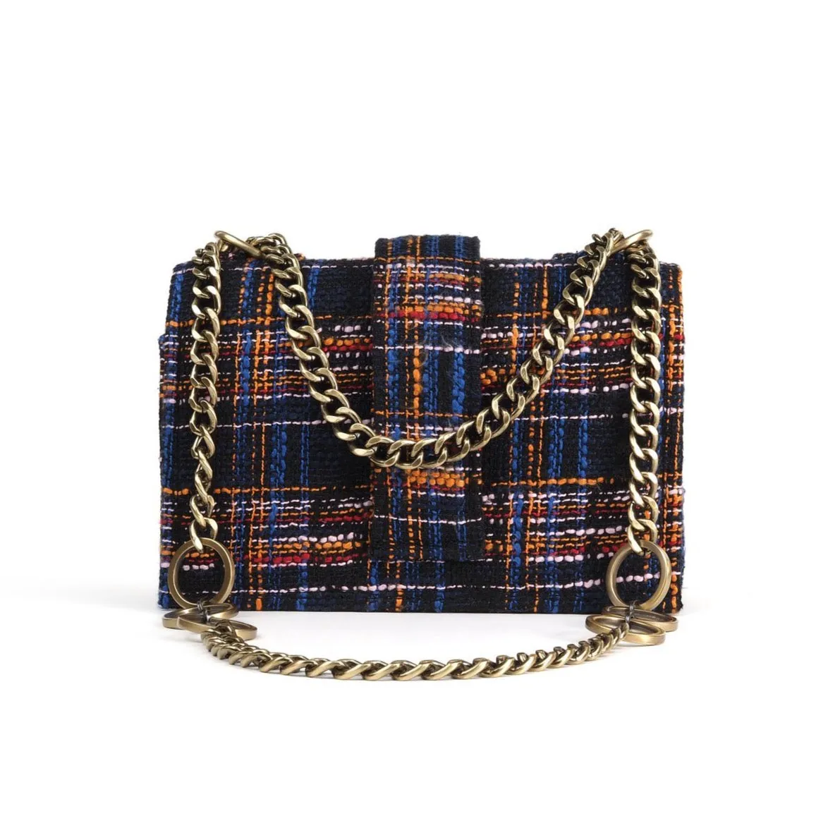 Kooreloo - Tweed Shoulder Bag - Notting Hill Blue/Orange