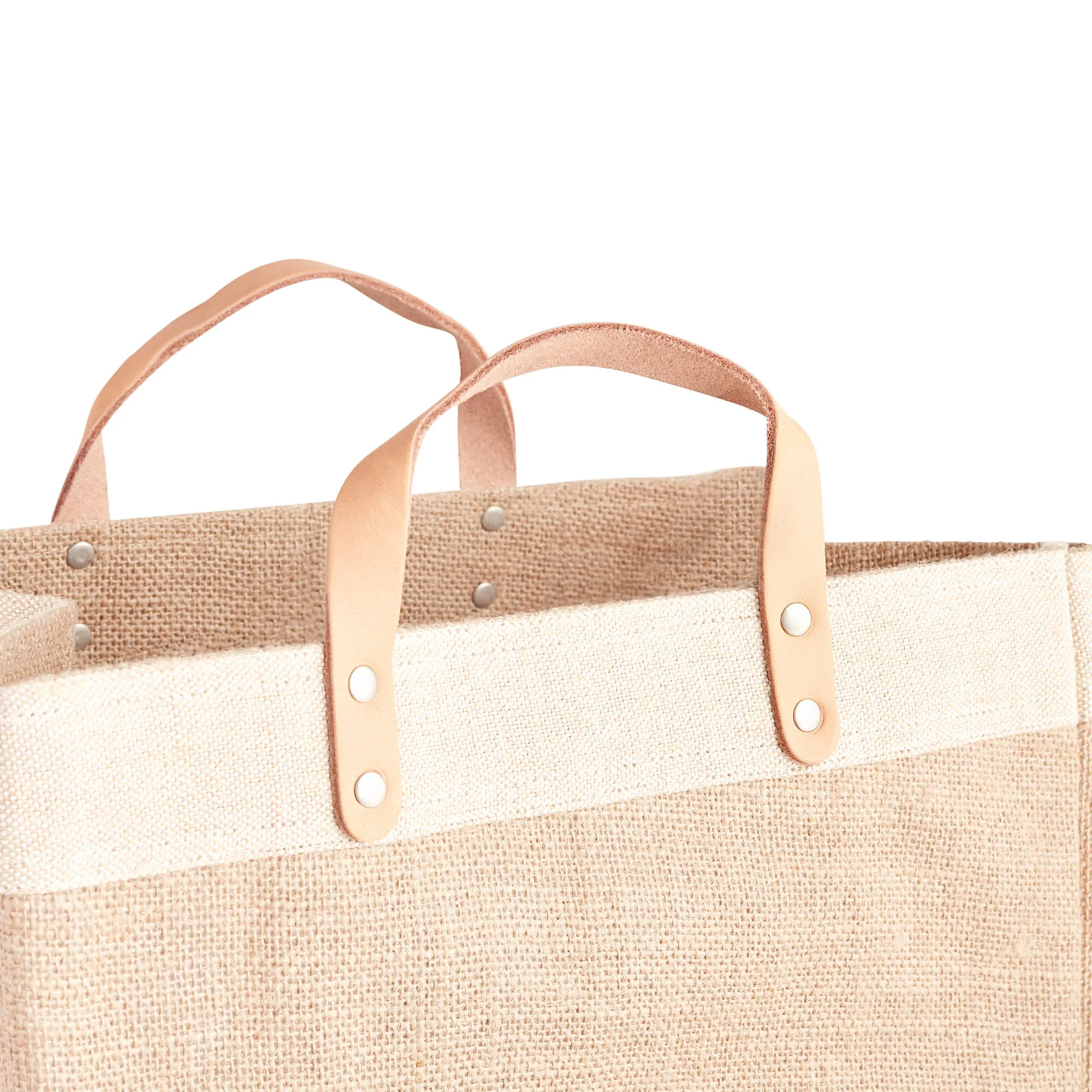 Market Bag in Natural with Black Monogram