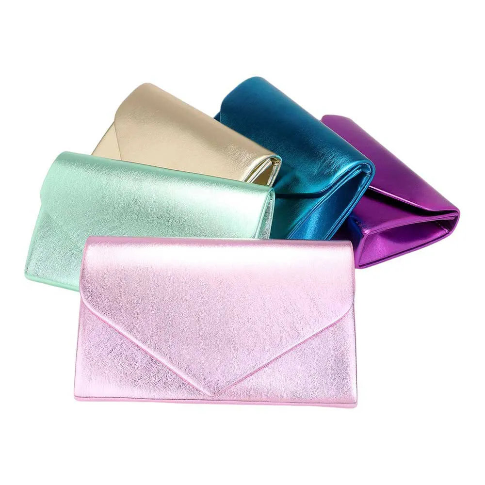 Metallic Envelope Evening Clutch Bag Crossbody Bag