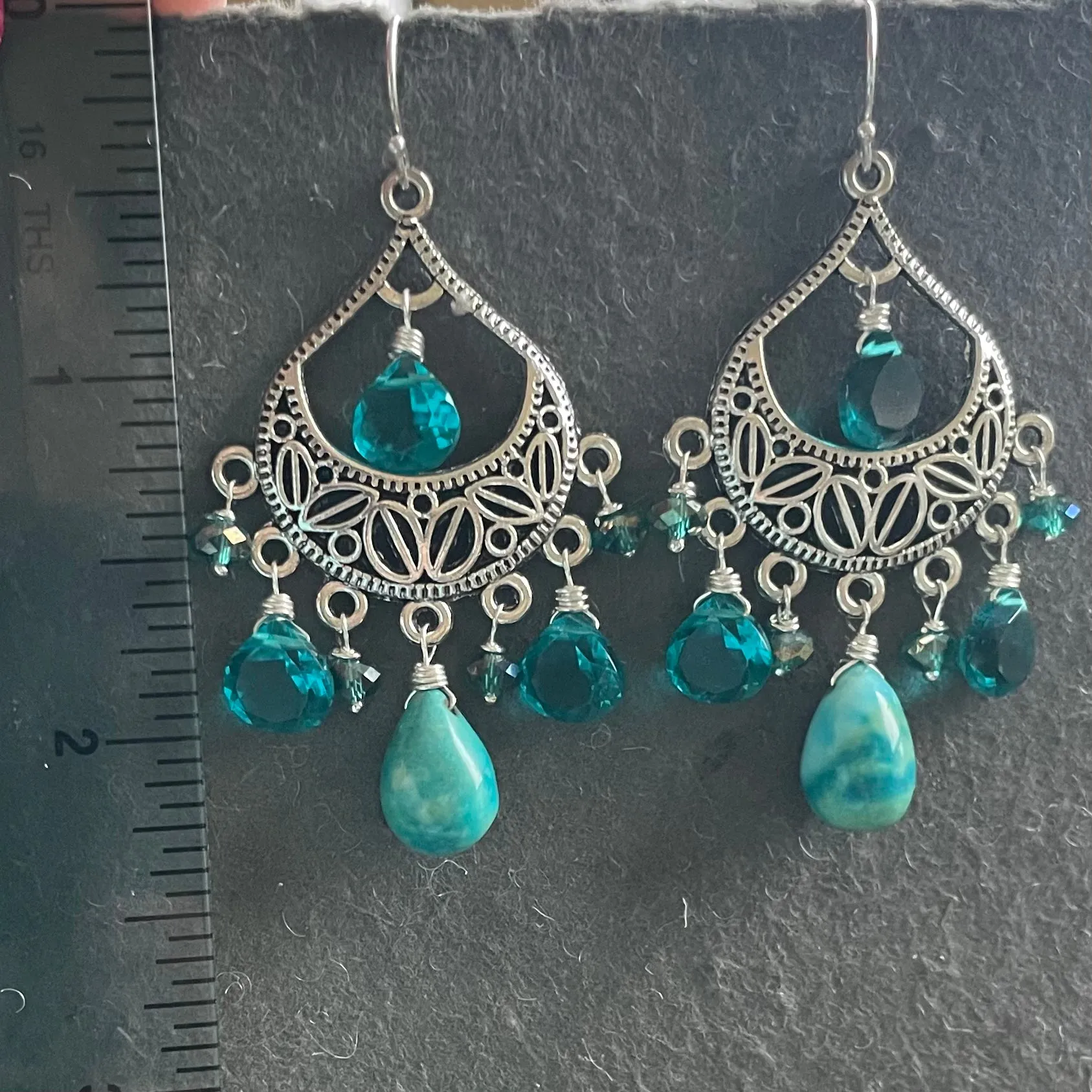 Natural Turquoise OOAK Chandelier Earrings