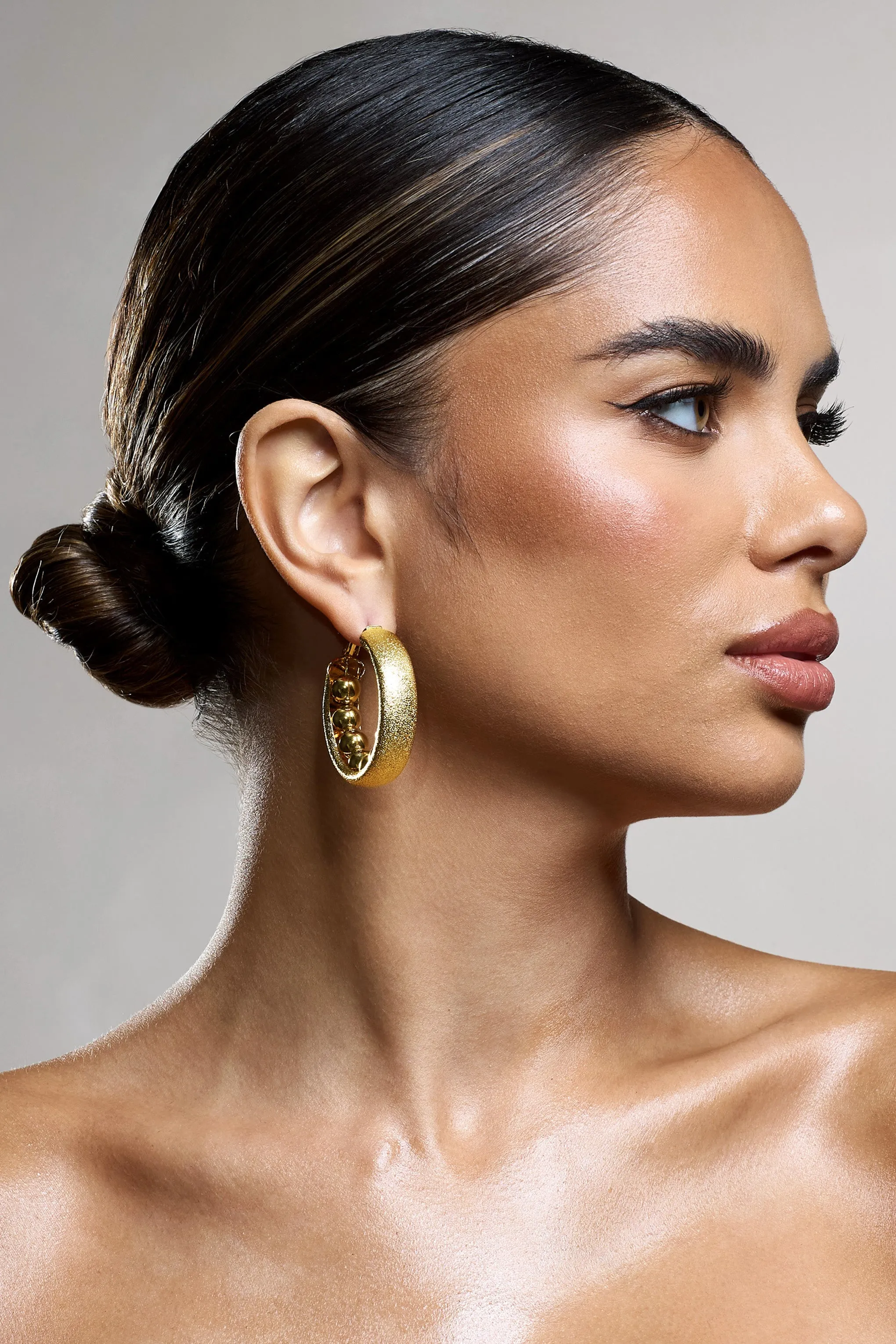 Portal | Gold Textured Chunky Hoop Earrings