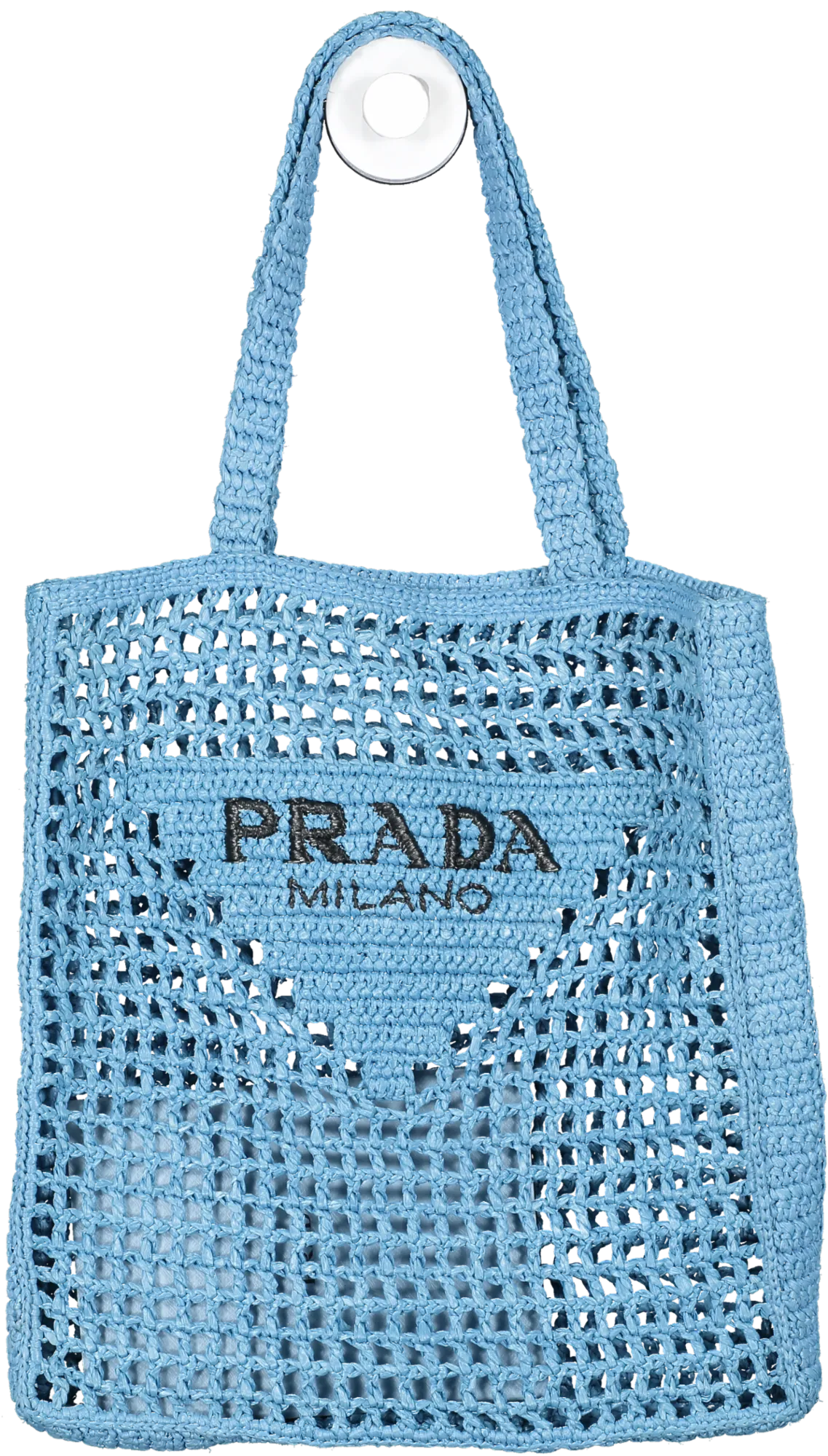 Prada Blue Crochet Tote Bag