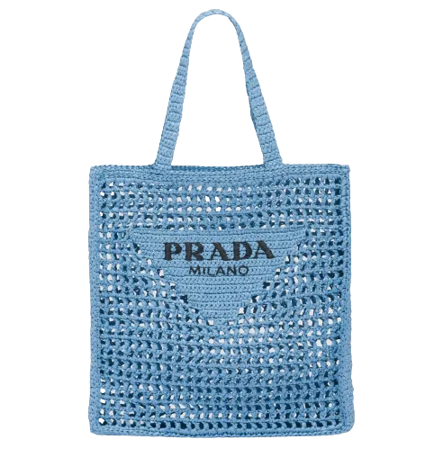 Prada Blue Crochet Tote Bag