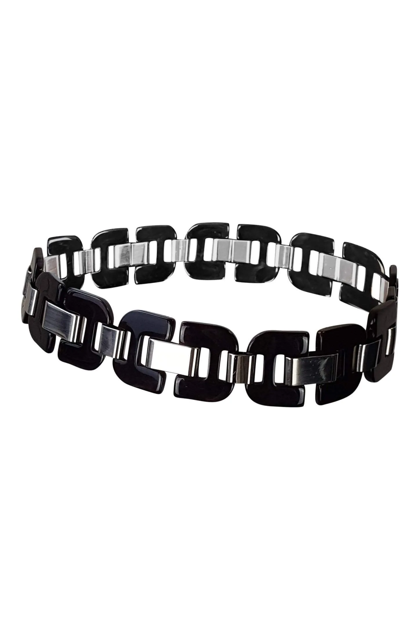 PRADA Brown Plastic and Chrome Link Belt (34)