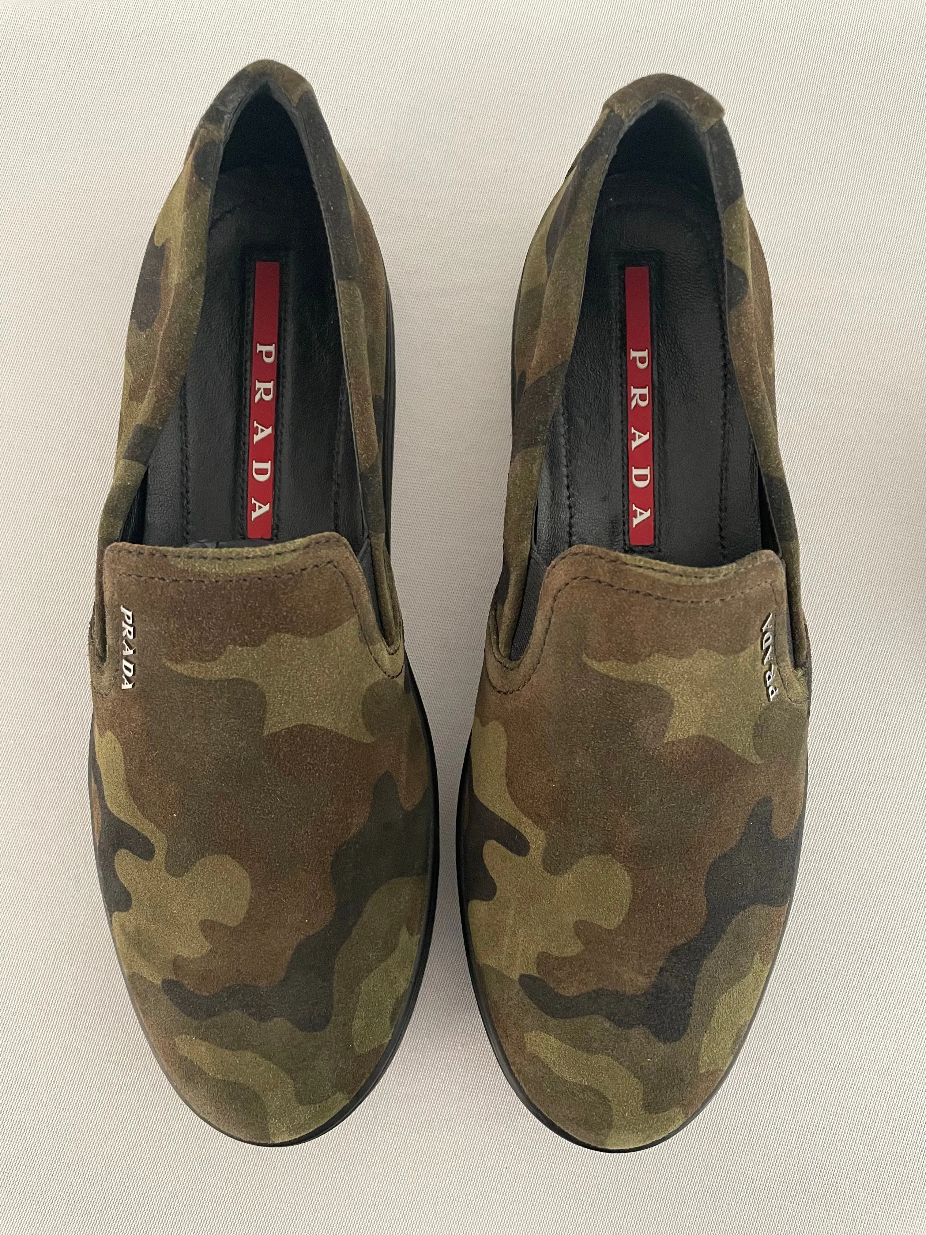 Prada Camouflage Calf Hair Slip On Sneakers