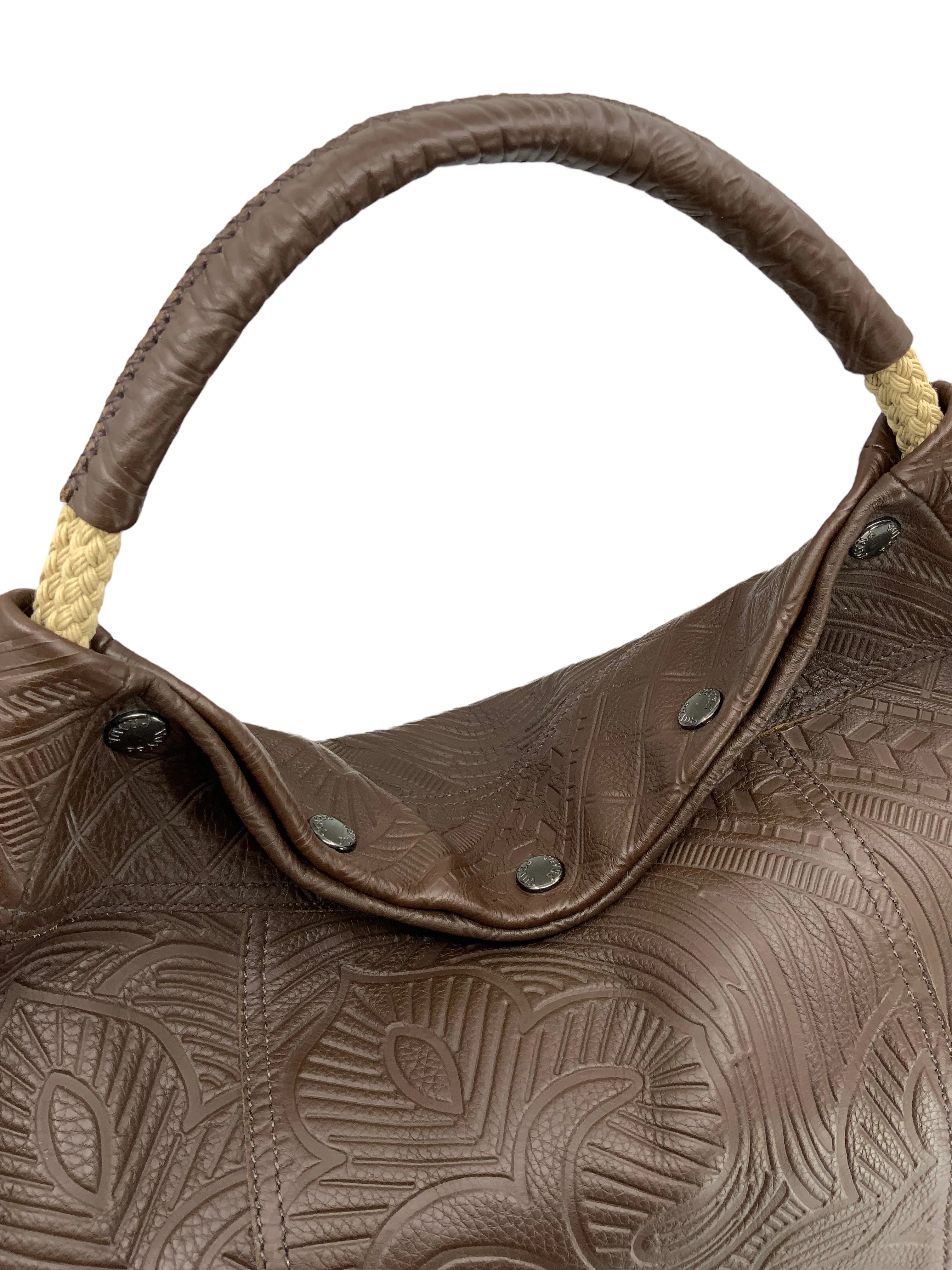 Prada Embossed Leather Large Hobo Bag