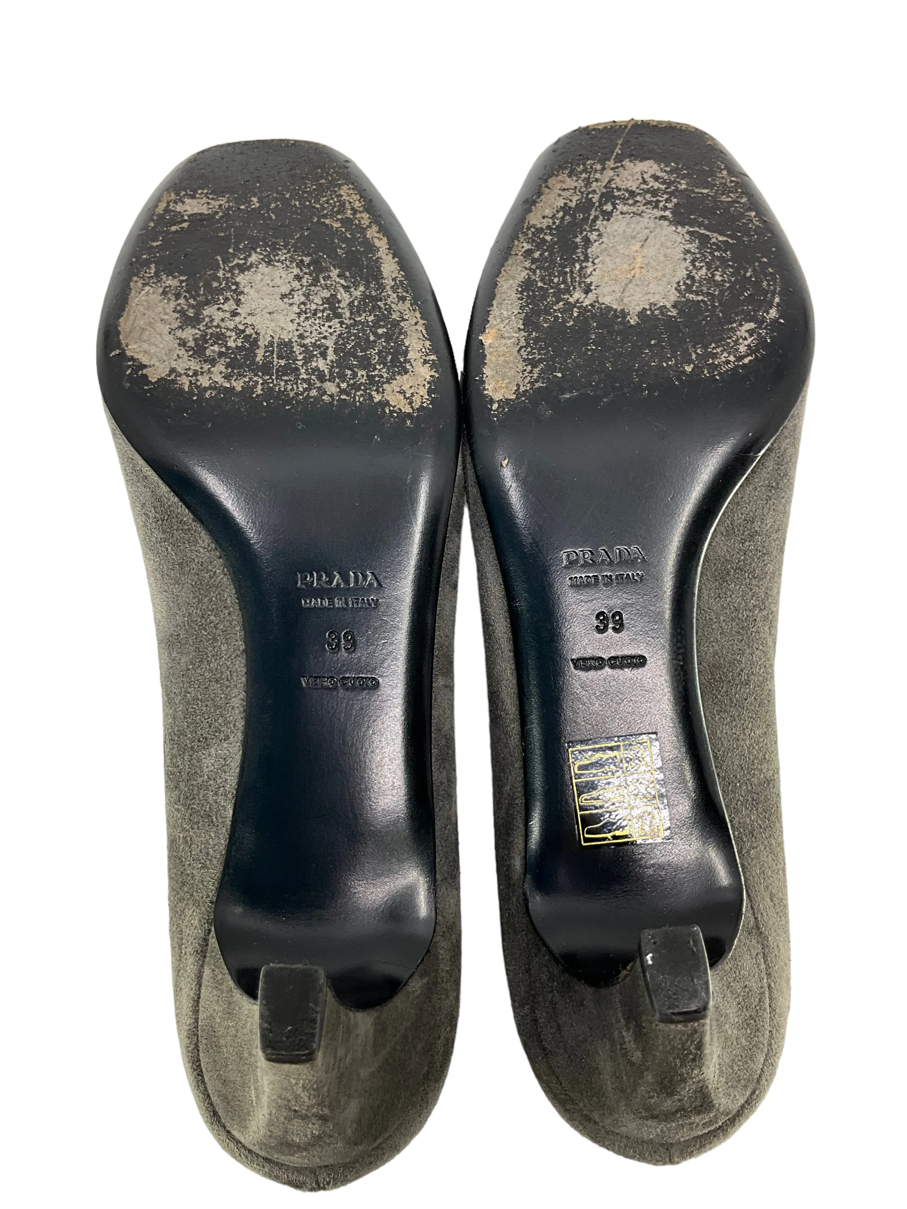 Prada Gray Suede Embellished Pumps Size 9