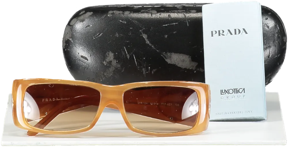 Prada Milano  Camel Logo Arm Sunglasses