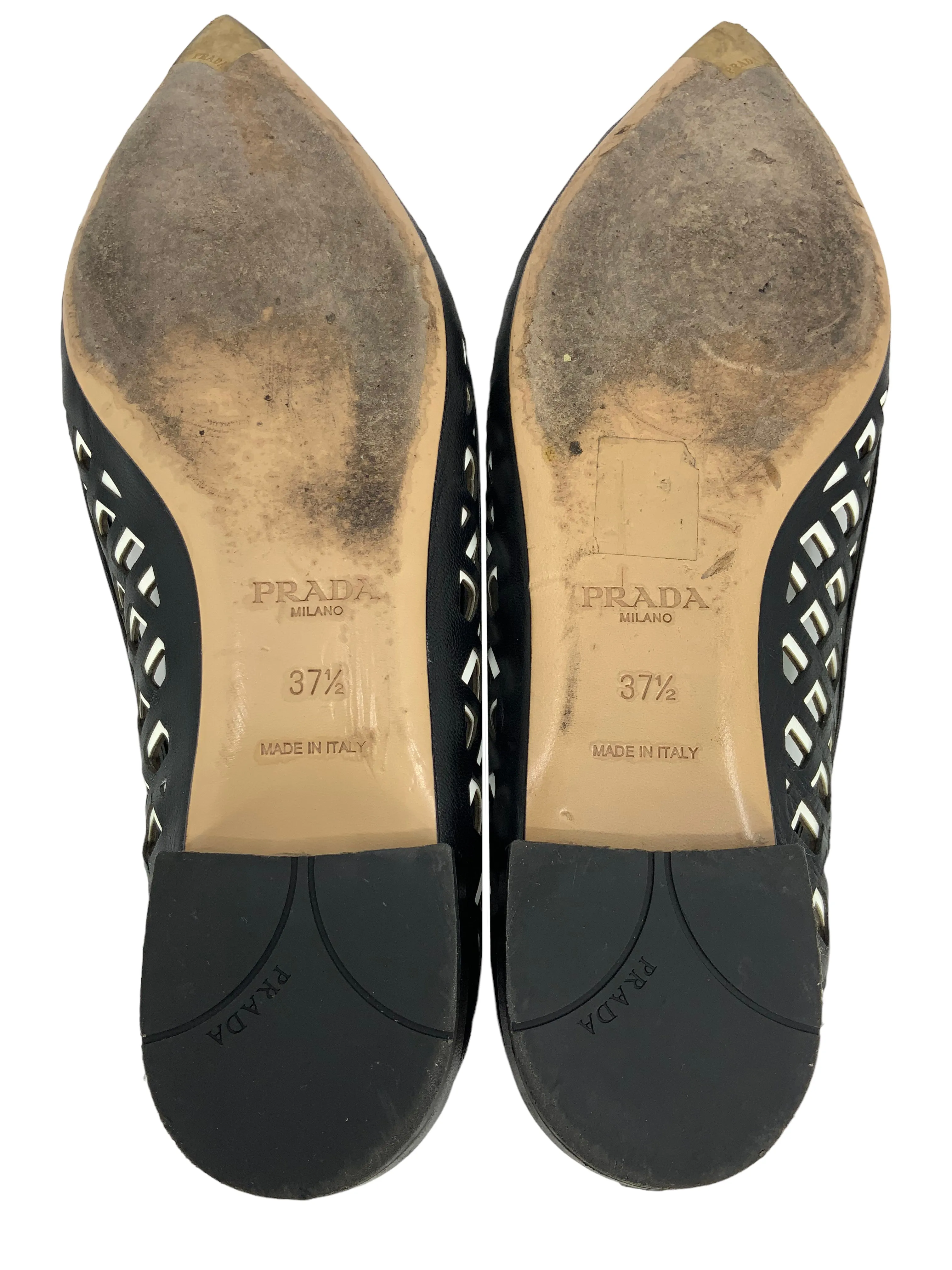 PRADA Perforated Leather Ballet Flats Size 7.5