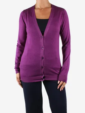 Purple knitted button-up cardigan - size IT 42