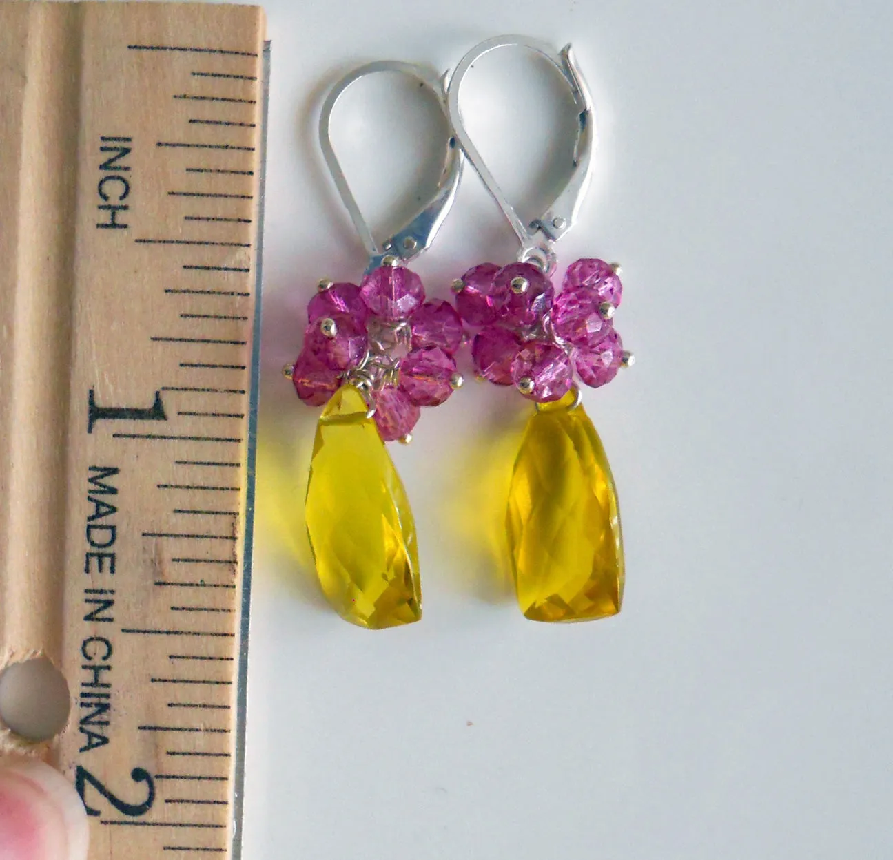 Raspberry Lemonade Pyramid Cut Earrings