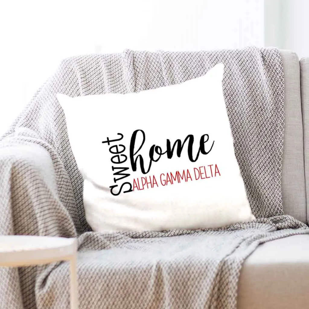 Sweet Home Alpha Gamma Delta Throw Pillow Cover for Sorority Room Decor