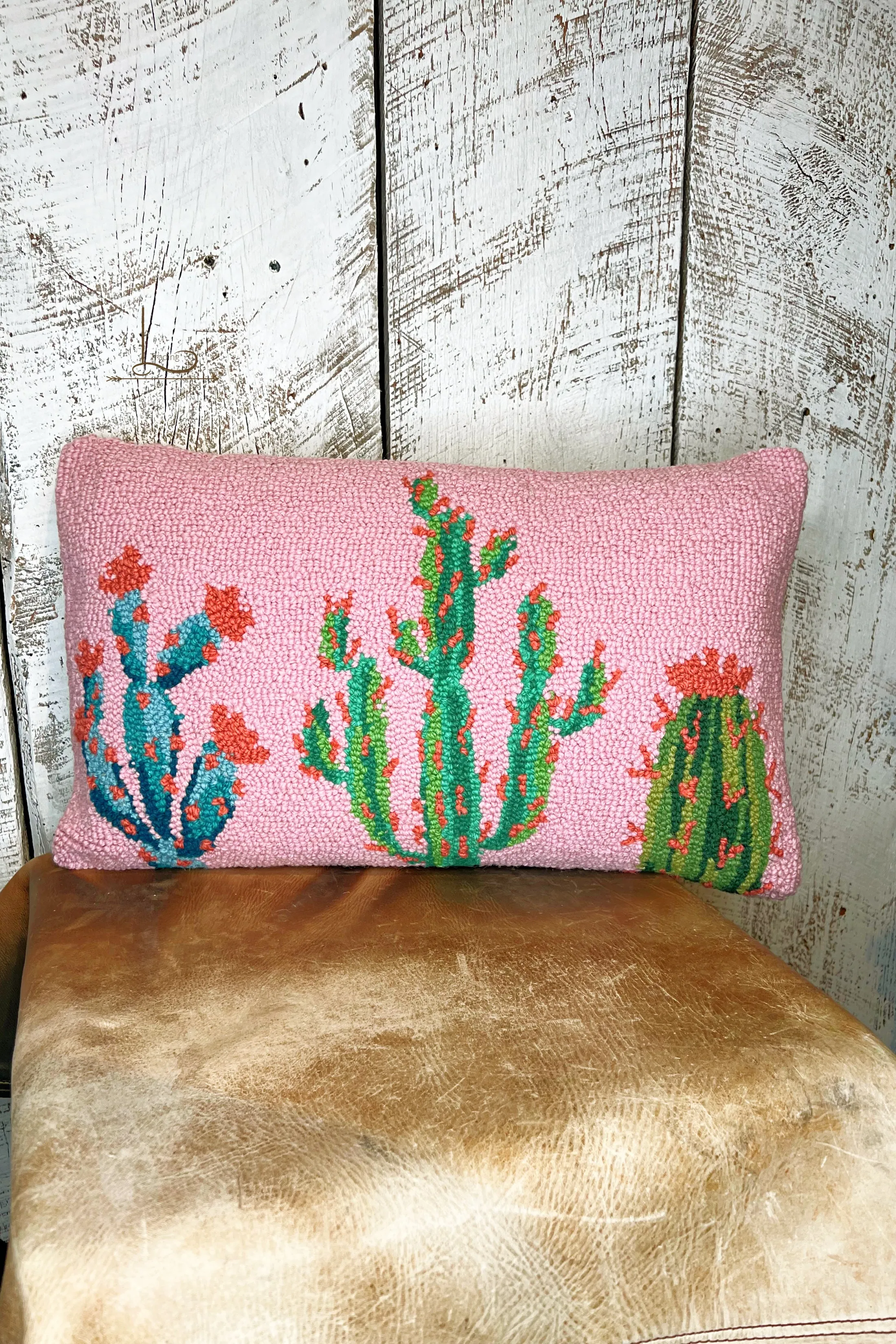 The Floral Cactus ~ Wool Hooked Pillow