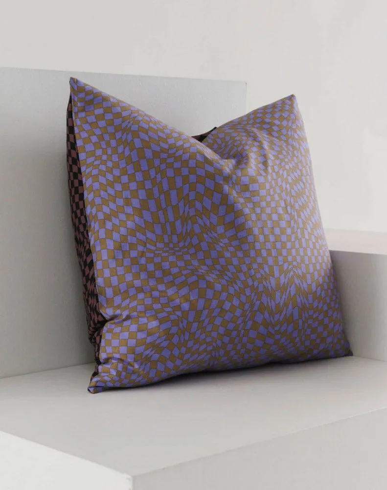 THROW PILLOW CASE - TRIPPY CHECKER MIX