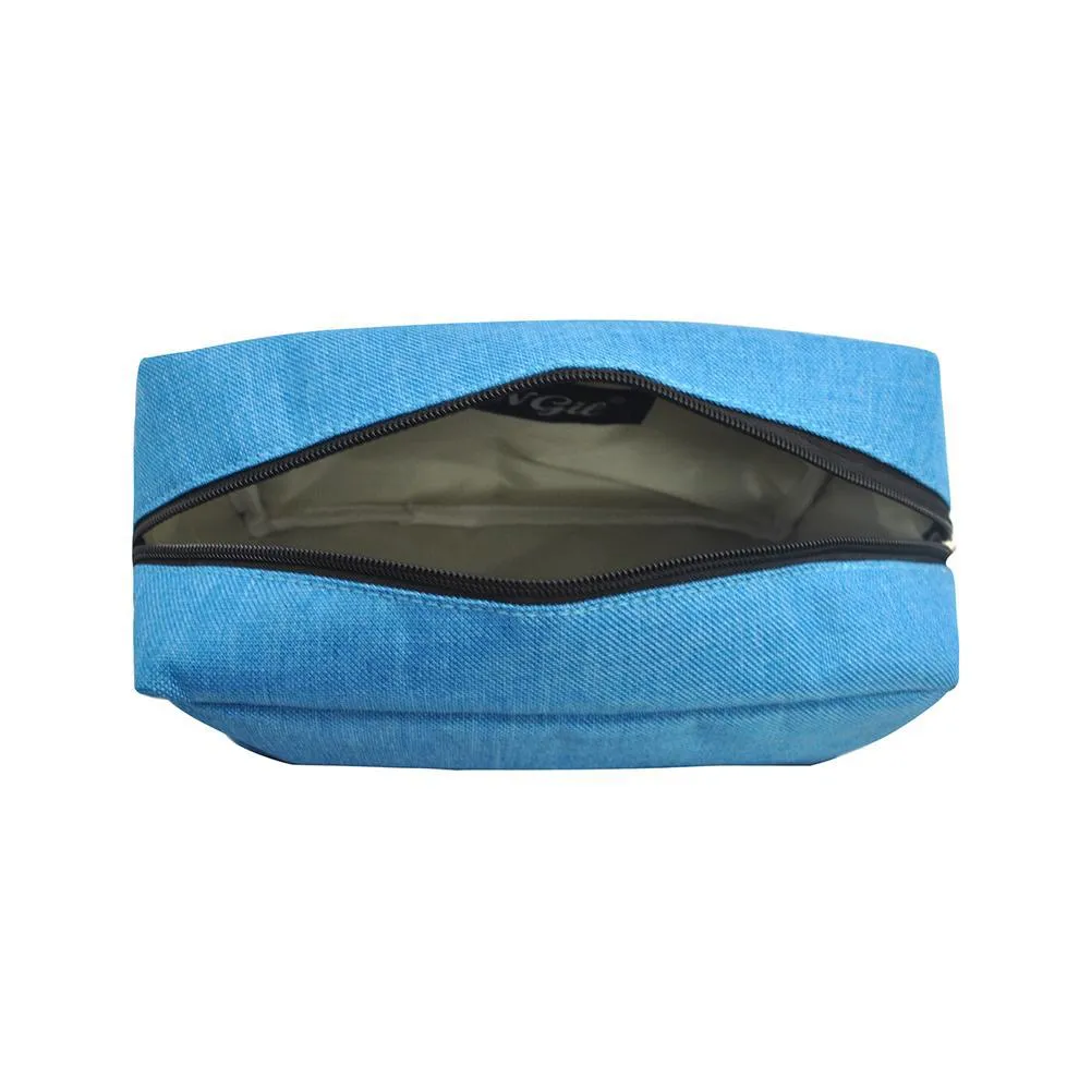 Turquoise Crosshatch NGIL Large Cosmetic Travel Pouch