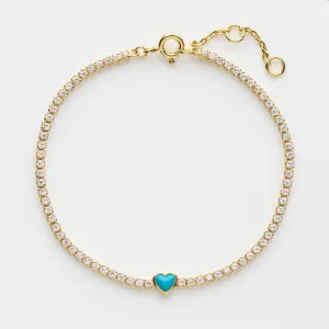 Turquoise Heart Tennis Bracelet