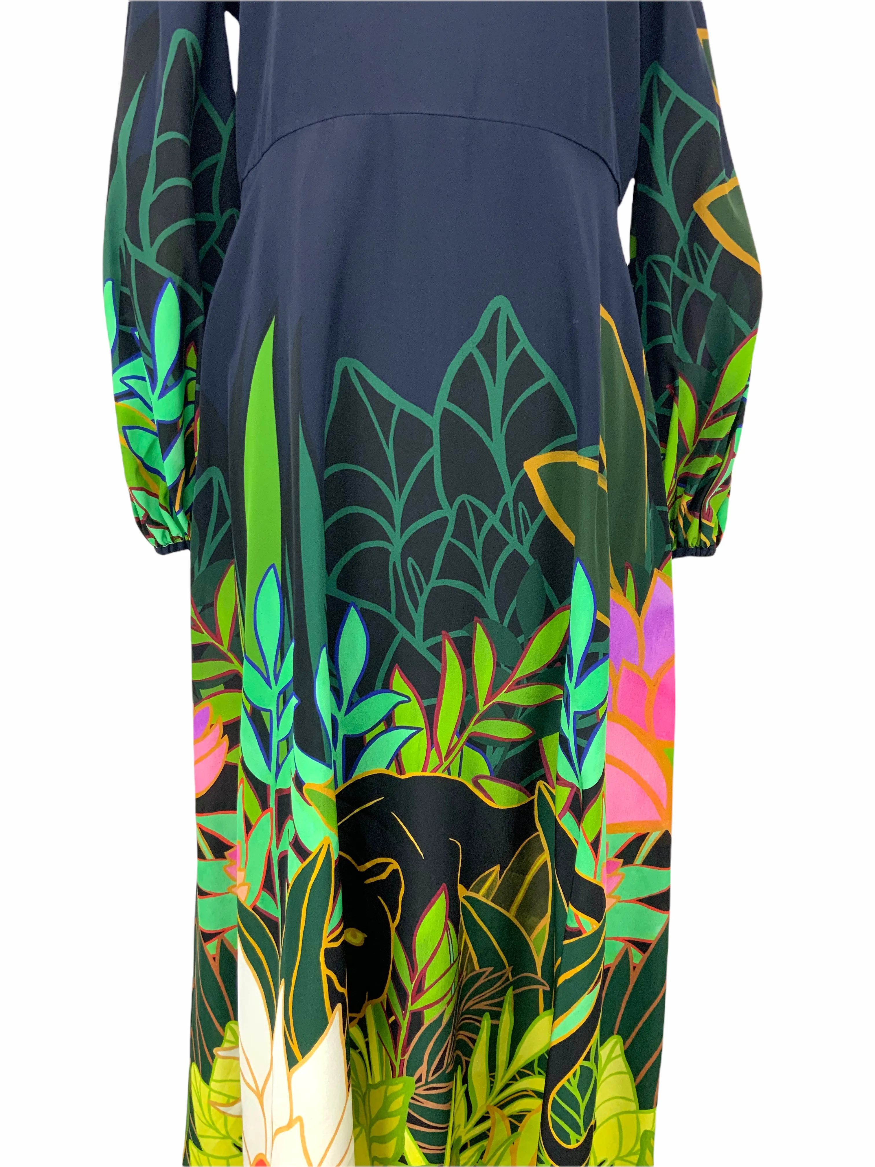 Luxurious Valentino Panther in the Jungle Printed Silk Dress - Size L