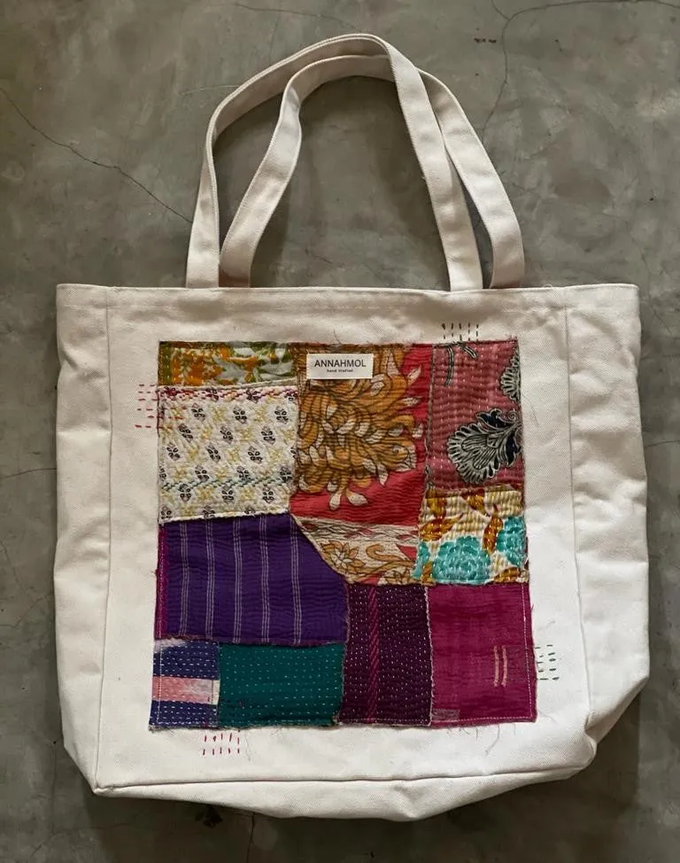 Vintage Kantha Patch Tote