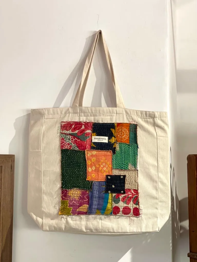 Vintage Kantha Patch Tote